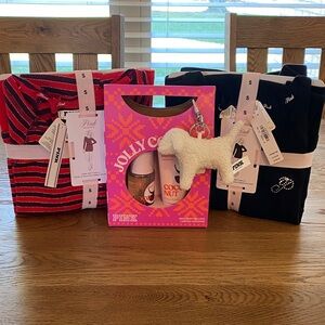 PINK Victoria's Secret Thermal Short PJ Sets Coconut Body Care & Dog keychain